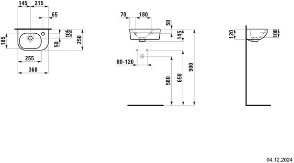 Handwaschbecken Laufen Lua 36 x 25 cm Weiss Cleaneffekt image number 1