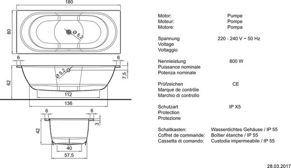 Whirlwanne Schmidlin Duett Jet-System Weiss Cleaneffekt D&uuml;sen und Garnituren verchromt image number 1