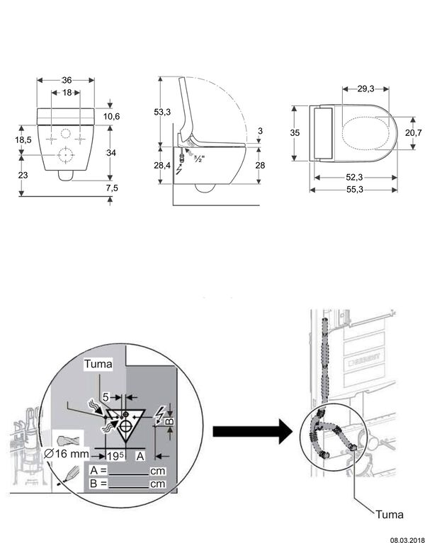 Dusch-WC Geberit AquaClean Tuma Comfort Weiss image number 1