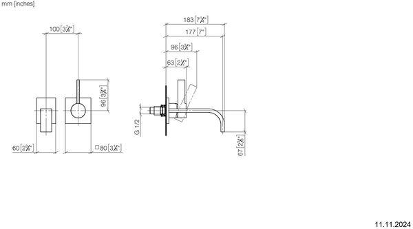 Wandmischer-Endmontageset Dornbracht Mem Messing geb&uuml;rstet Mit Luftsprudler image number 2