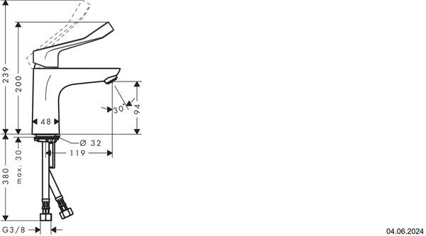 Einlochmischer Hansgrohe Focus Care 100 Verchromt image number 1