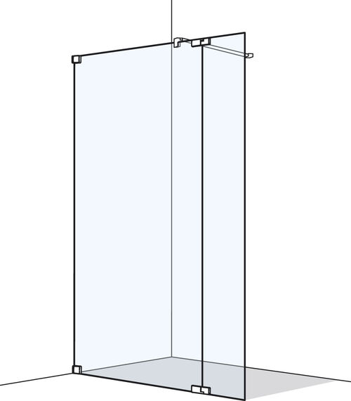 Seitenwand Koralle S808 Verchromt Echtglas klar Plus