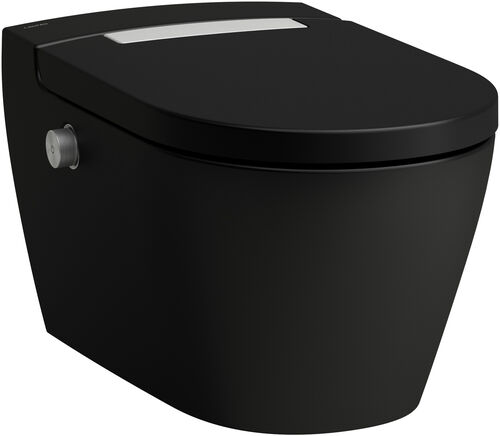 Dusch-WC Laufen Cleanet Auria plus Schwarz matt Controller Edelstahl look geb&uuml;rstet
