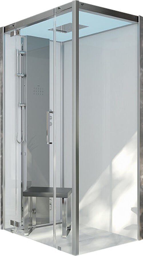 Dampfdusche Hoesch Sense Perience Weiss Echtglas klar EverClean