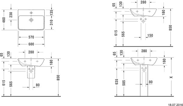 Waschtisch Me by Starck 60 x 46 cm Weiss image number 1