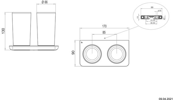 Doppelglashalter Bodenschatz Liv Verchromt image number 1