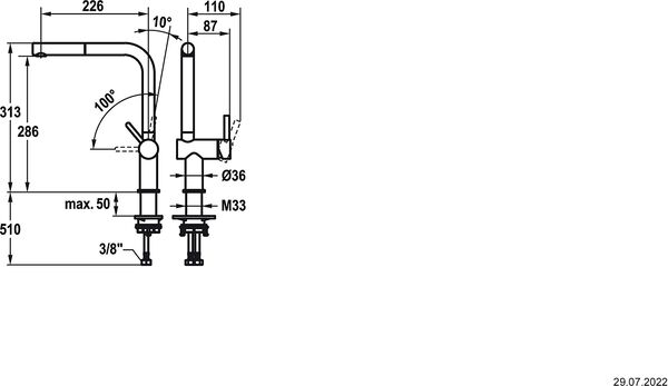 Sp&uuml;ltischmischer KWC Bevo E Schwarz matt image number 1