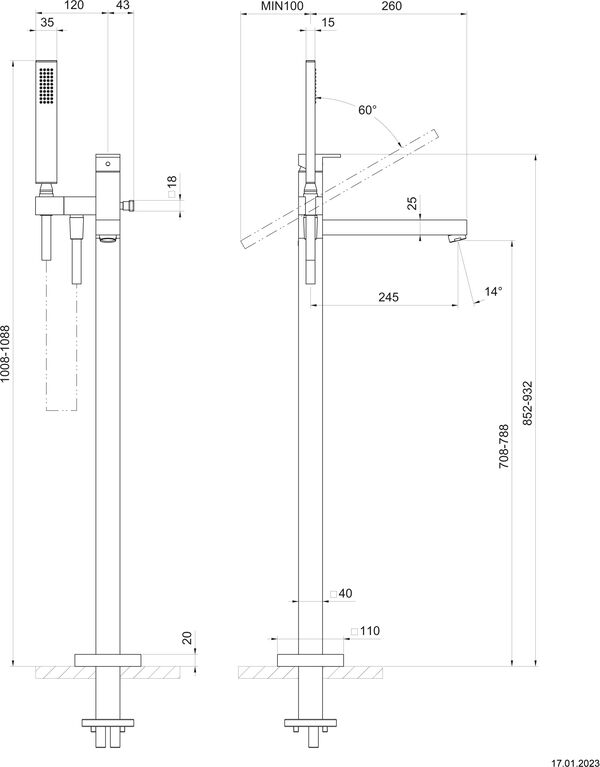 Bademischer Gessi Rettangolo-Standmodell Finox image number 1