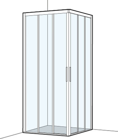 Cabina diagonale Koralle S400 Plus Colore argento Vetro trasparente Plus