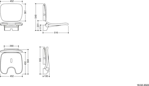 Si&egrave;ge rabattable Hewi LifeSystem Komfort Blanc de s&eacute;curite brillant image number 1