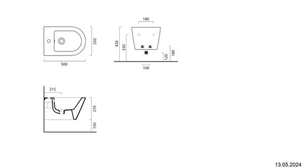 Wand-Bidet Catalano Zero Weiss Cleaneffekt image number 1