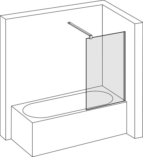 Paroi lat&eacute;rale &agrave; pose libre Alterna lin.3 Chrom&eacute; Verre clair CareTec Pro