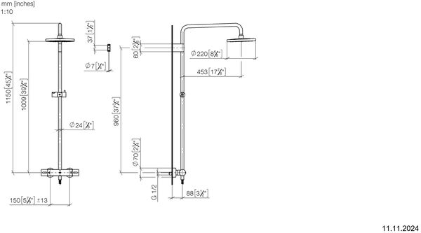 Shower Pipe Dornbracht avec thermostat de douche Bronze bross&eacute; image number 3