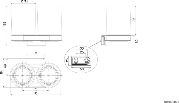 Doppelglashalter Bodenschatz Lindo Verchromt image number 1