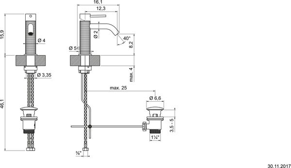 Einlochmischer Gessi 316 Warm bronze brushed PVD Meccanica image number 1