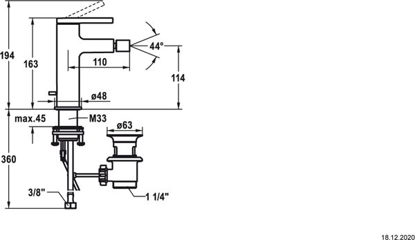 M&eacute;langeur de bidet KWC Ava 2.0 Chrom&eacute; image number 1