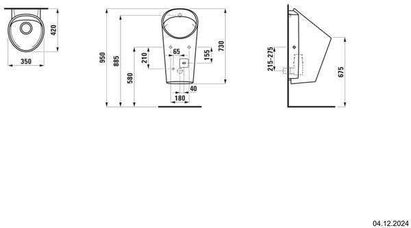 Urinoiranlage Laufen Lema rimless Weiss image number 1