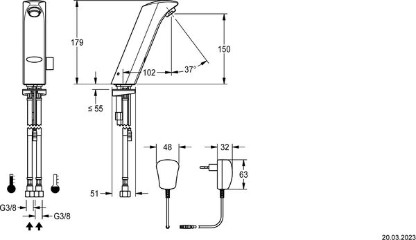 Waschtischsteuerung KWC Protronic-S Verchromt image number 1