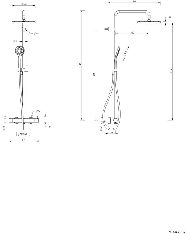 Showerstation Fantini Torino Deep black PVD image number 1