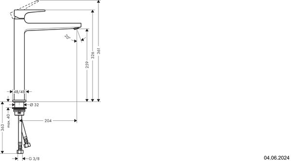 Einlochmischer Hansgrohe Metropol Brushed black chrome image number 1