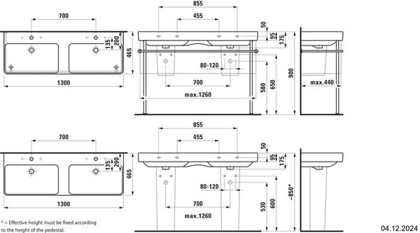 Doppelwaschtisch Pro S 130 x 46.5 cm Weiss image number 1