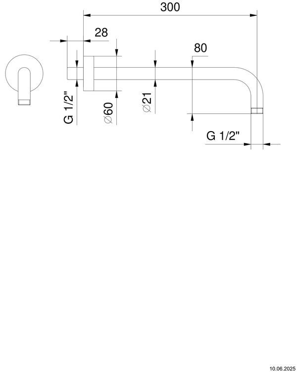 Brausenwandarm Fantini &frac12;" Verchromt image number 1