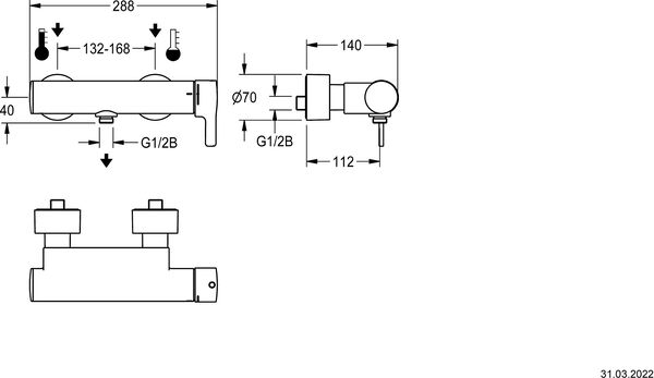 M&eacute;langeur de douche KWC F5LT2003 &frac12;" Chrom&eacute; image number 1
