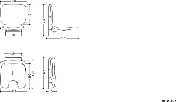 Si&egrave;ge rabattable Hewi LifeSystem Komfort Blanc de s&eacute;curite brillant image number 1